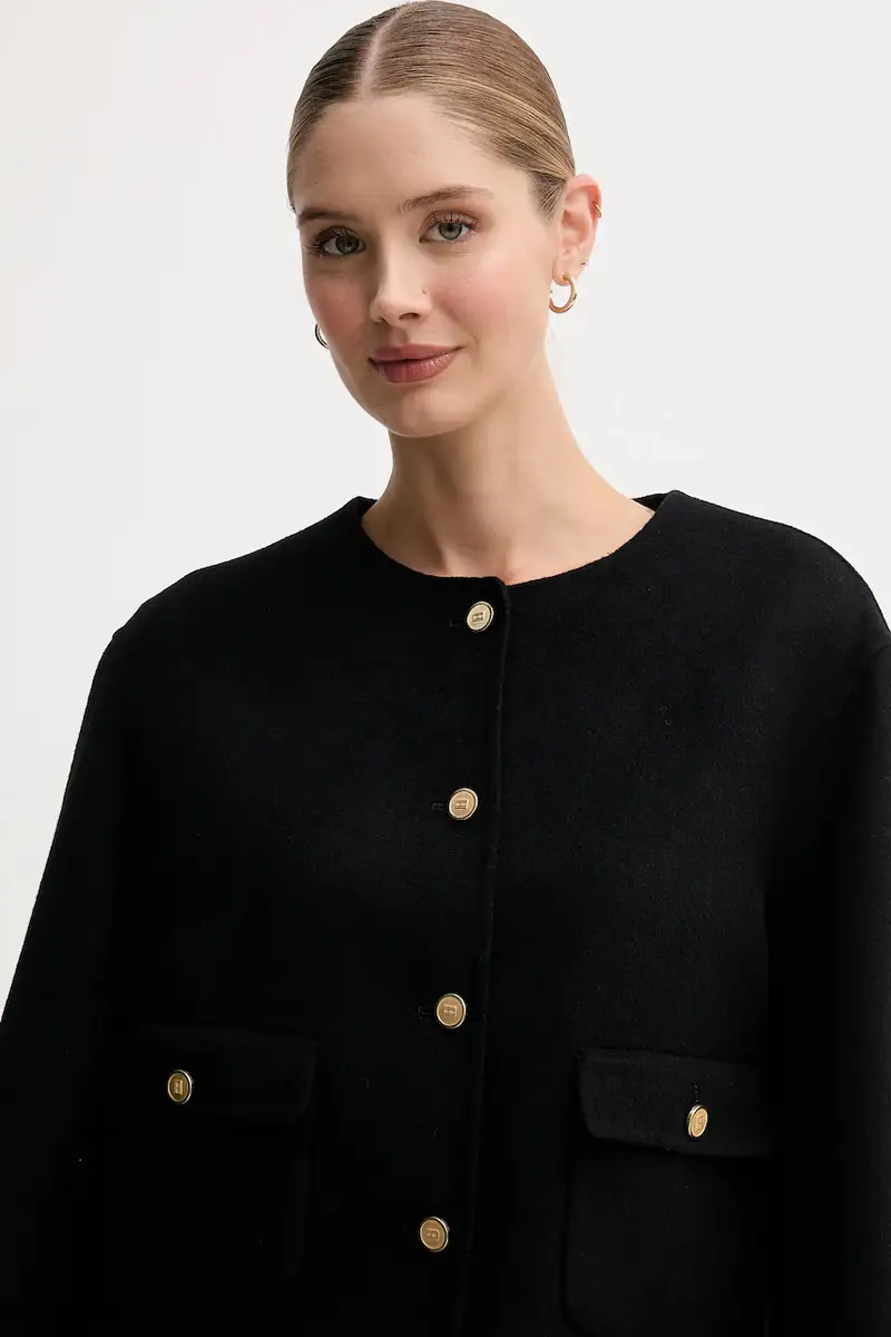 cappotto in lana colore nero WW0WW47446 miniatura 4