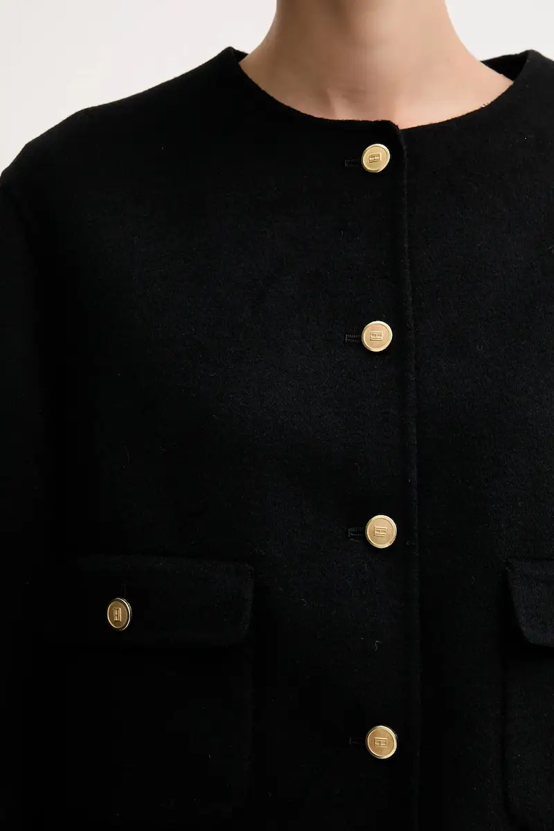 cappotto in lana colore nero WW0WW47446 miniatura 5