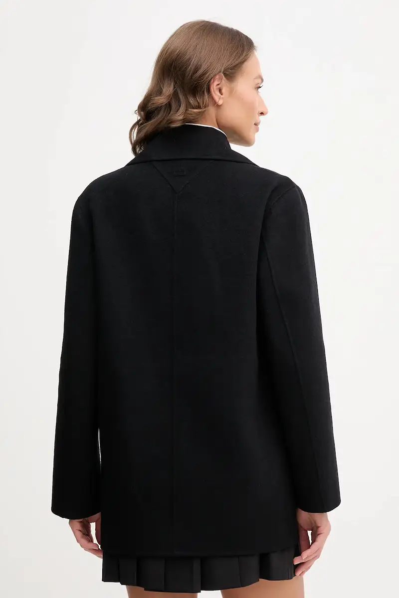 cappotto in lana colore nero WW0WW47479 miniatura 3