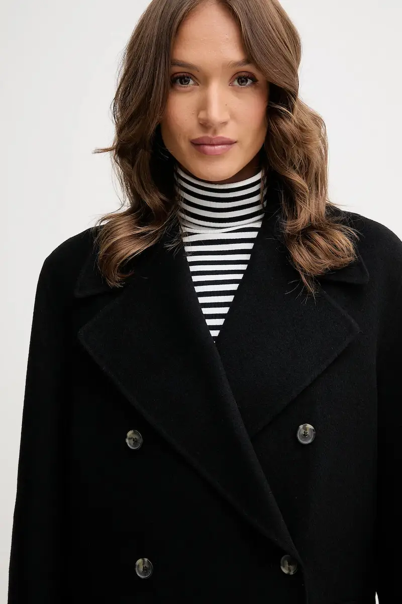 cappotto in lana colore nero WW0WW47479 miniatura 4