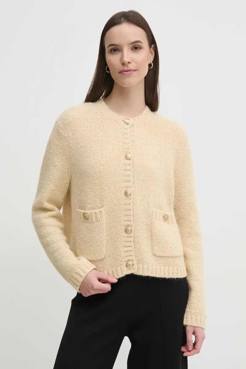 cardigan con aggiunta di lana colore beige WW0WW44473