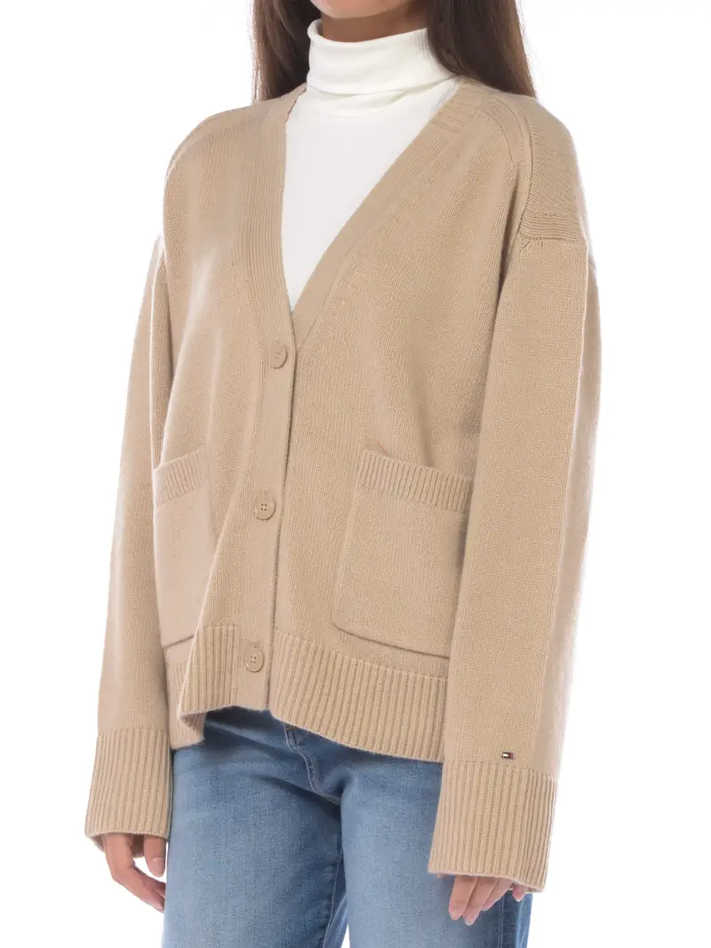 cardigan da donna Tommy Hilfiger boxy con tasche BEIGE
