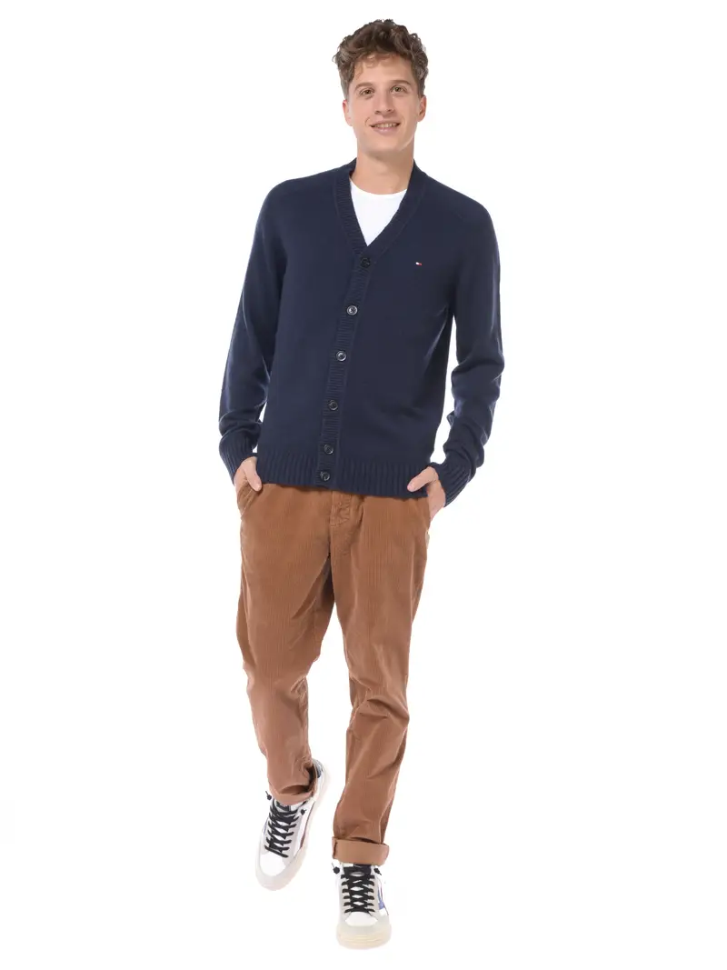 cardigan da uomo Tommy Hilfiger in lana merino con bottoni Blu miniatura 2