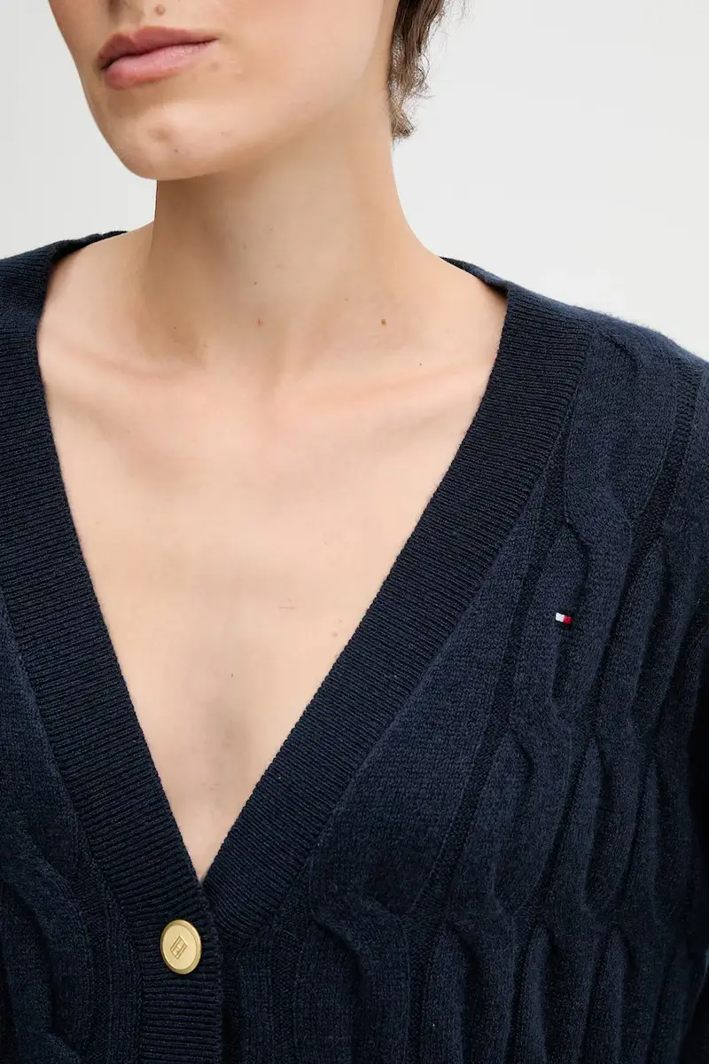 cardigan in lana colore beige WW0WW43089 Blu navy miniatura 5