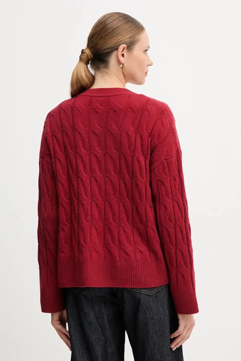 cardigan in lana colore beige WW0WW43089 Granata miniatura 3