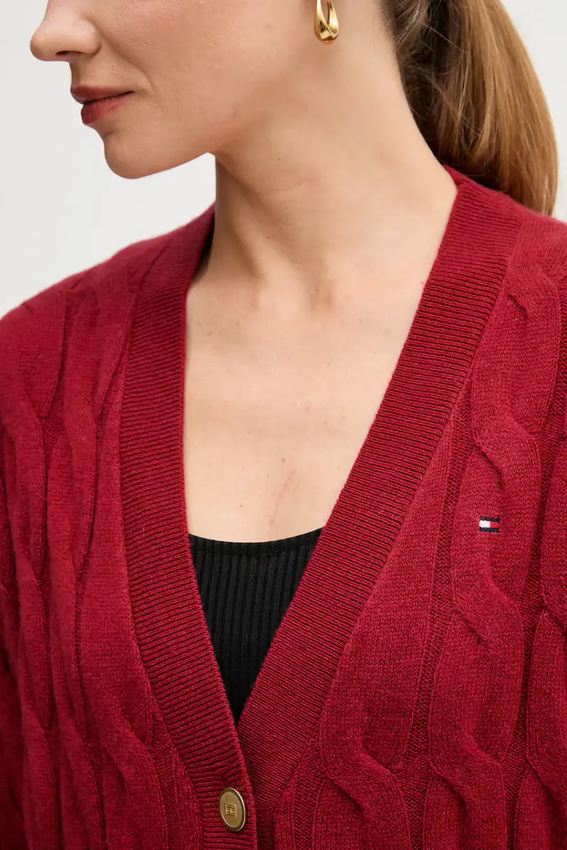 cardigan in lana colore beige WW0WW43089 Granata miniatura 5