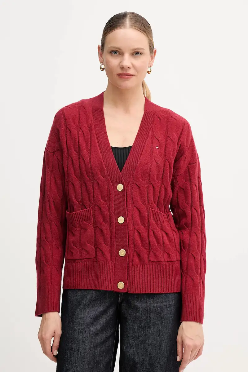 cardigan in lana colore beige WW0WW43089 Granata