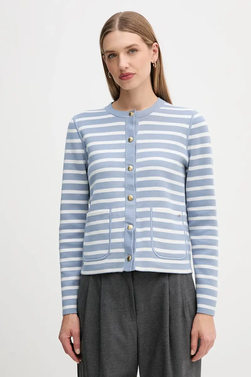 cardigan reversibile colore beige WW0WW40846 Blu miniatura 2