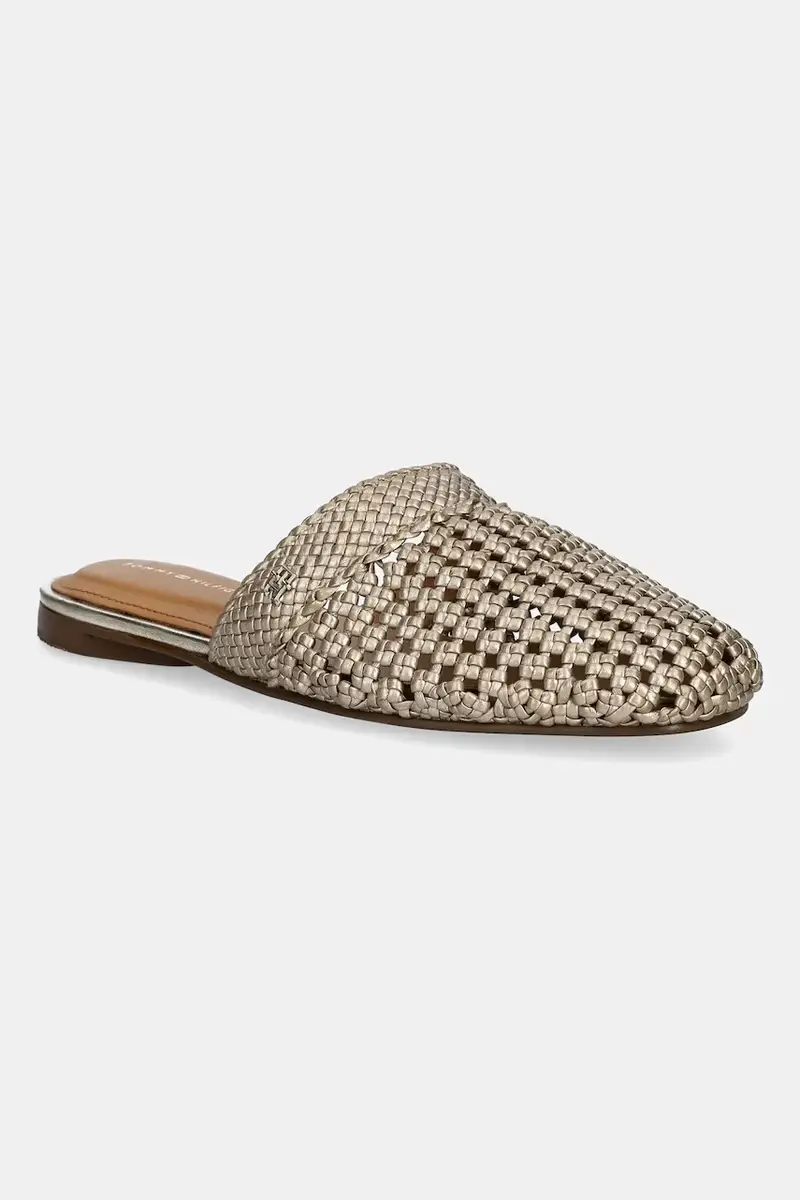 ciabatte slide CROCHET METALLIC LEATHER MULE donna colore oro FW0FW08606