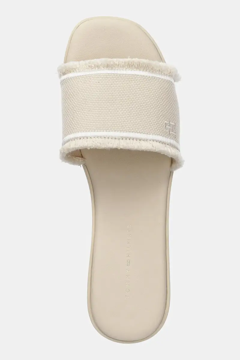 ciabatte slide FRINGE CANVAS FLAT SANDAL donna colore beige FW0FW08908 miniatura 4