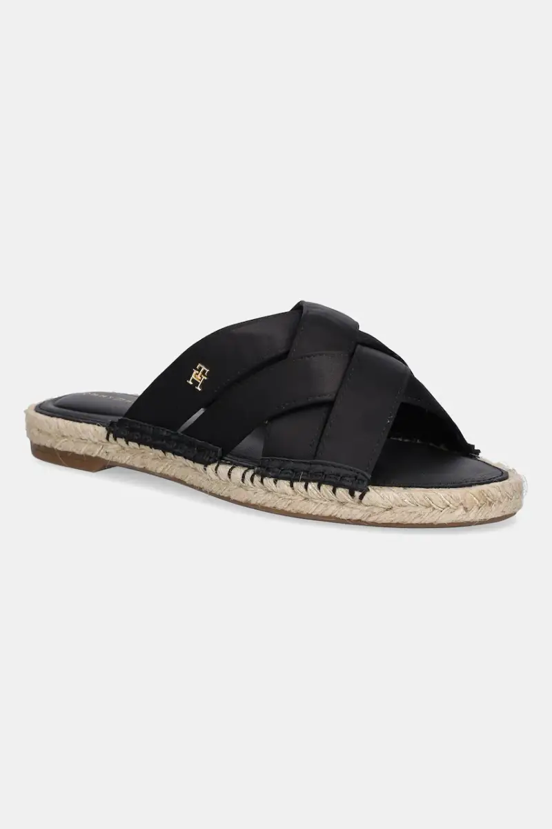 ciabatte slide SATIN ESPADRILLE MULE donna colore nero FW0FW08502