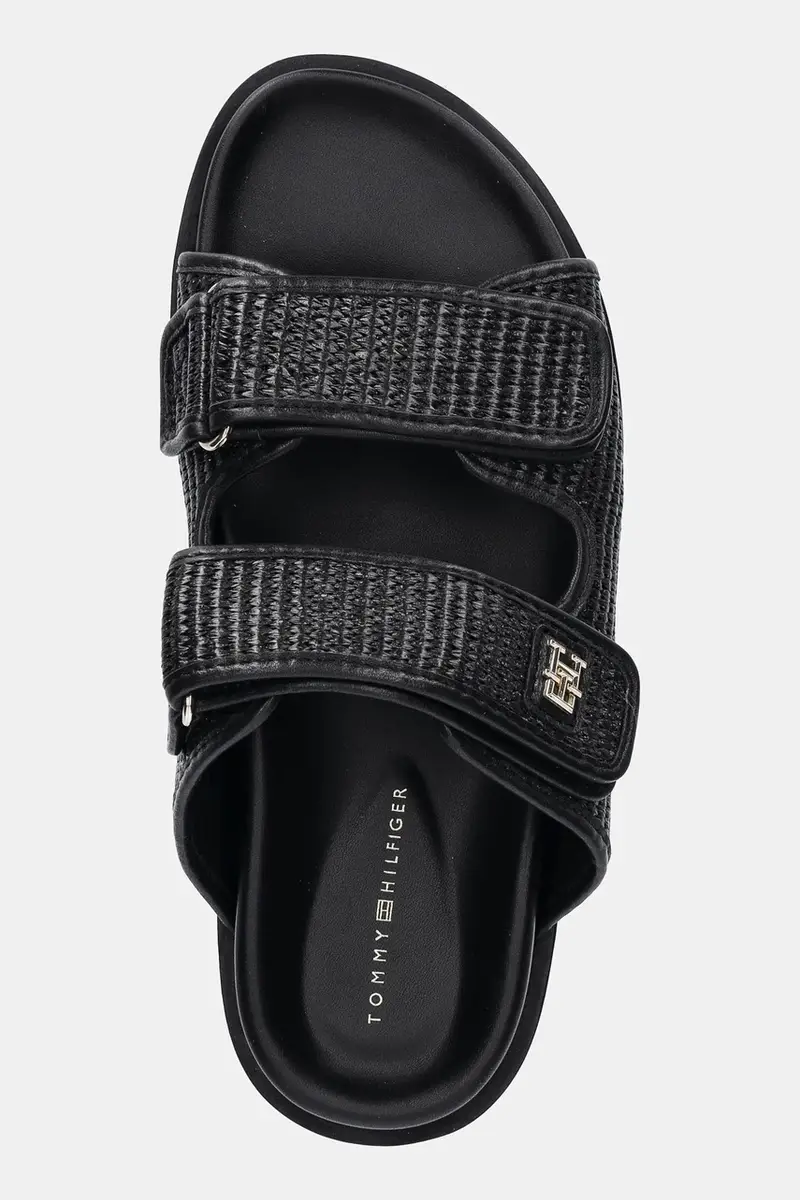 ciabatte slide TH DOUBLE STRAP RAFFIA SANDAL donna colore nero FW0FW08940 miniatura 4