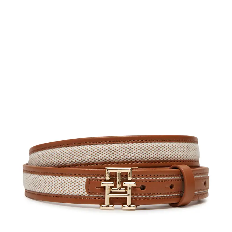 Cintura da donna Tommy Hilfiger Th Logo 2 5 Canvas AW0AW17249 Marrone