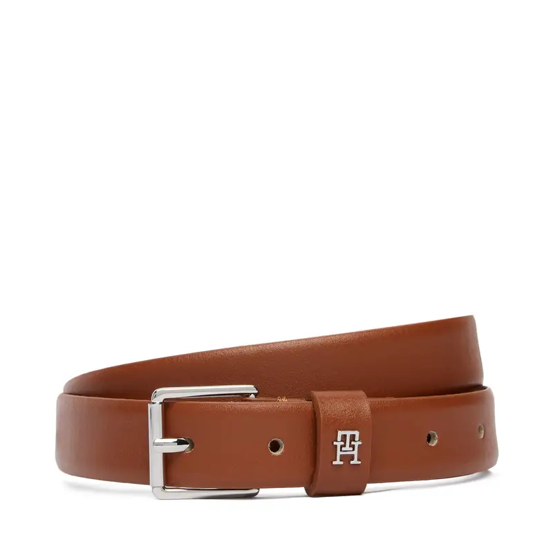 Cintura da donna Tommy Hilfiger Th Square 2 5 Silver AW0AW18651 Marrone