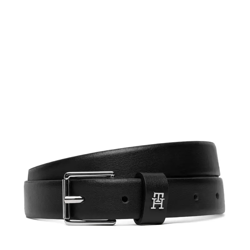 Cintura da donna Tommy Hilfiger Th Square 2 5 Silver AW0AW18651 Nero