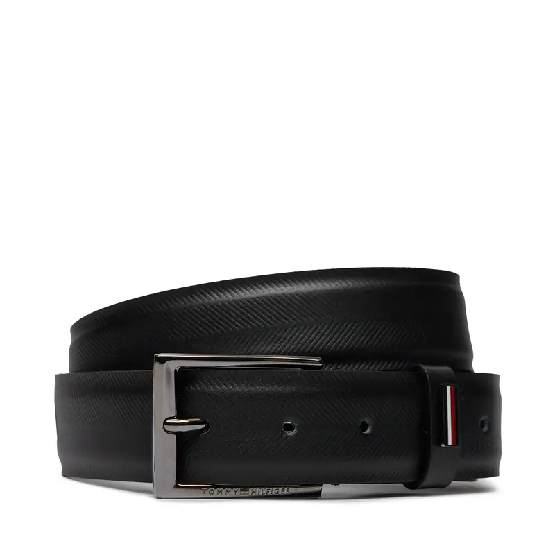 Cintura da uomo Tommy Hilfiger Business Texture 3.5 Adj AM0AM12069 Nero