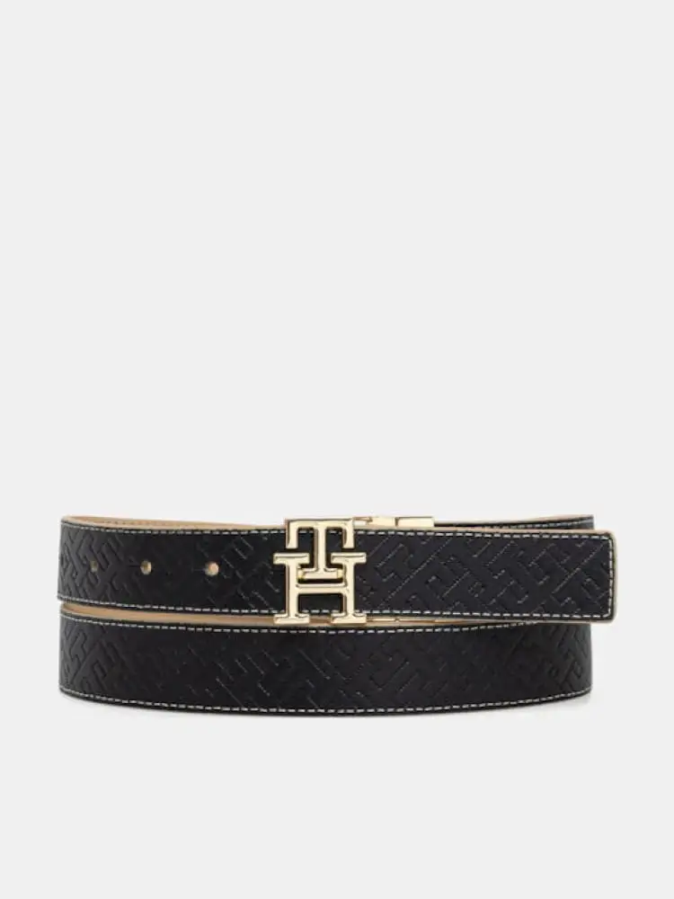 cintura nera donna reversibile mini logo