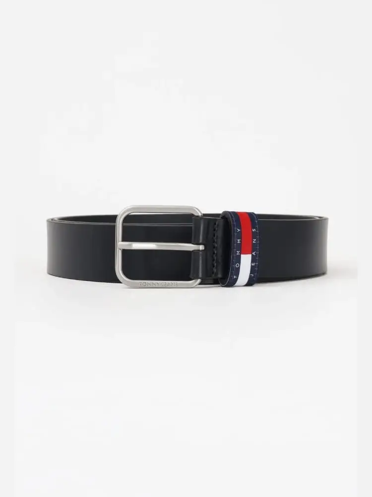 cintura uomo ryan in pelle blu con logo e distintivo