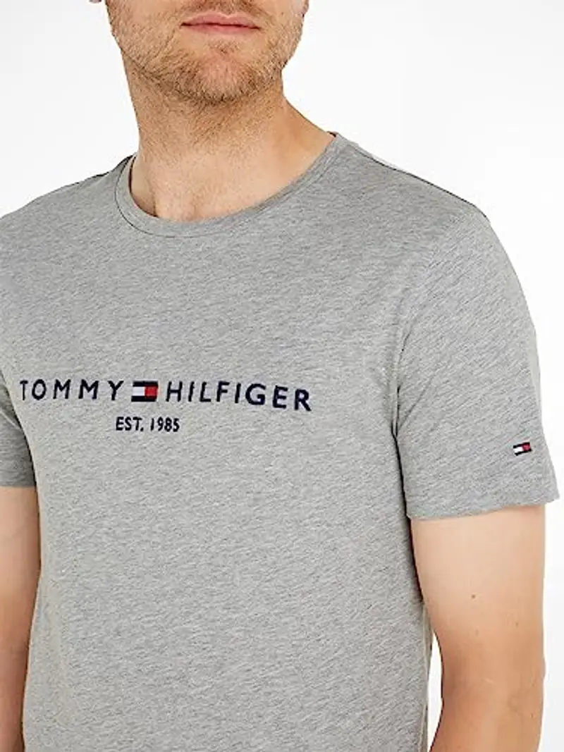 Tommy Hilfiger Core Tommy Logo Tee Mw0mw11465, Maglietta a Maniche Corte Uomo, Grigio (Cloud Htr), XL miniatura 3