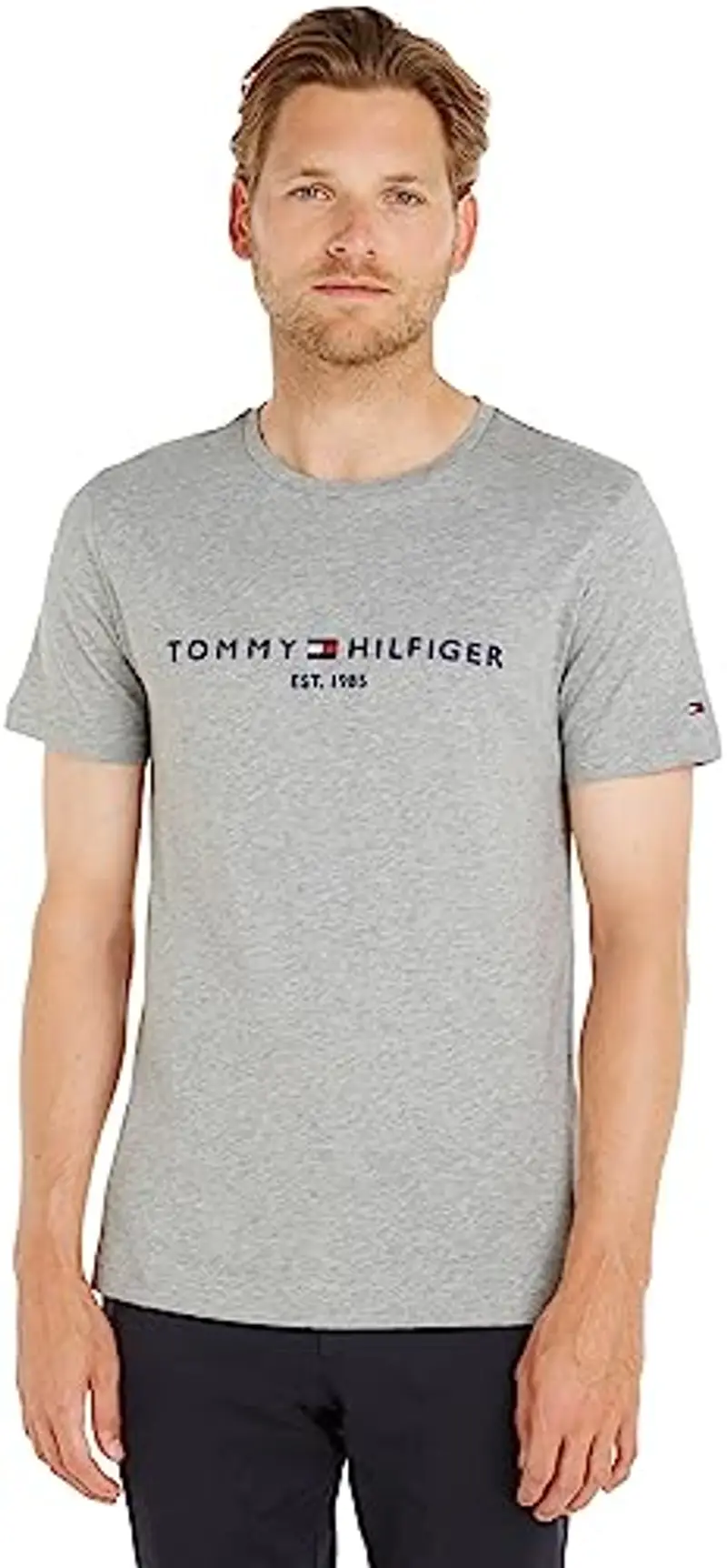 Tommy Hilfiger Core Tommy Logo Tee Mw0mw11465, Maglietta a Maniche Corte Uomo, Grigio (Cloud Htr), XXL