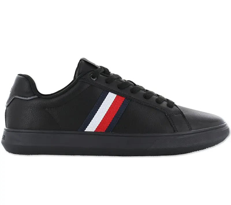 Tommy Hilfiger Corporate Leather Cup Stripes - Uomo Sneakers Scarpe Pelle Nero FM0FM04732BDS ORIGINALE EU 40 UK 6.5 nero