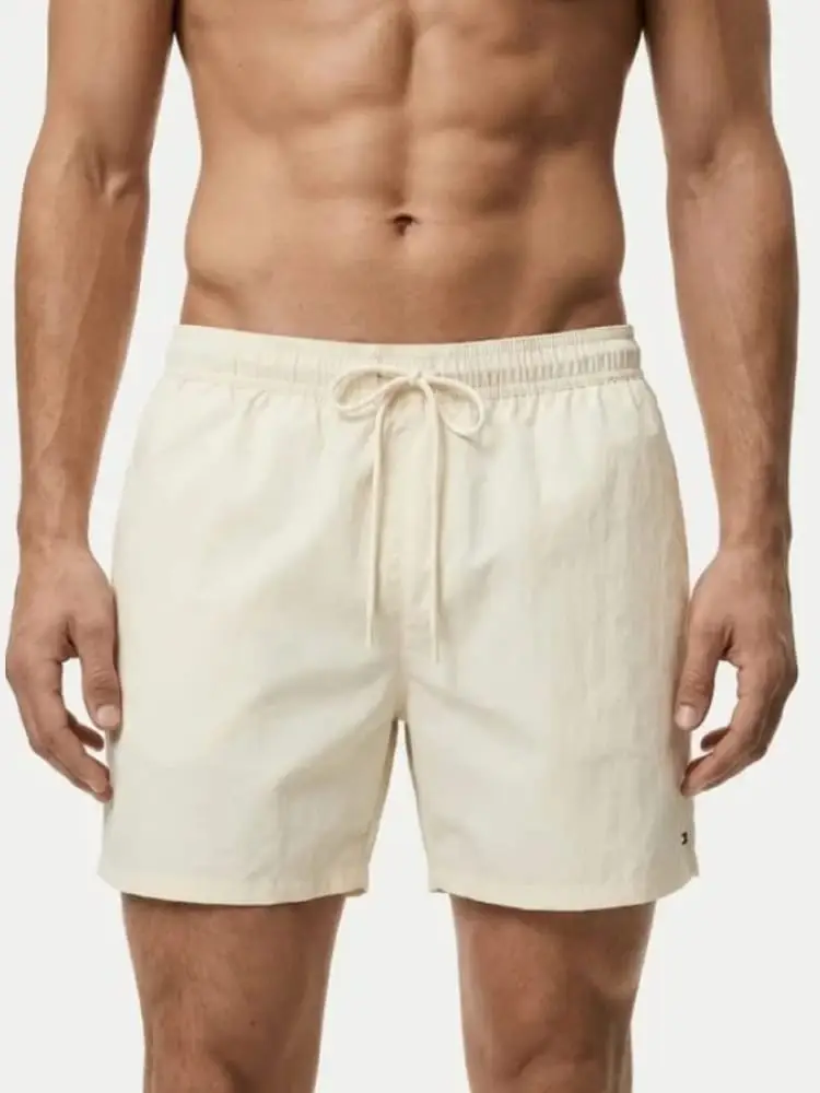 costume da bagno uomo lunghezza media bianco crema