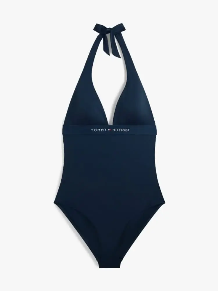 costume intero blu con coppe a triangolo