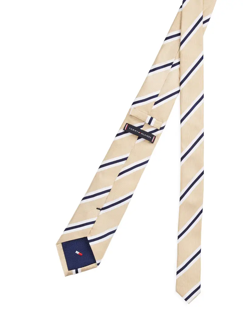 Cravatta beige / navy / bianco miniatura 2