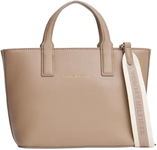 Tommy Hilfiger Donna Borsa Tote Bag Logotape Mini Piccola, Beige (Coastal Taupe), Taglia Unica