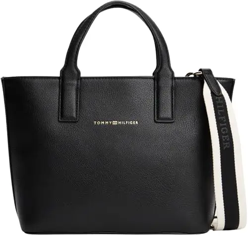Tommy Hilfiger Donna Borsa Tote Bag Logotape Mini Piccola, Nero (Black), Taglia Unica