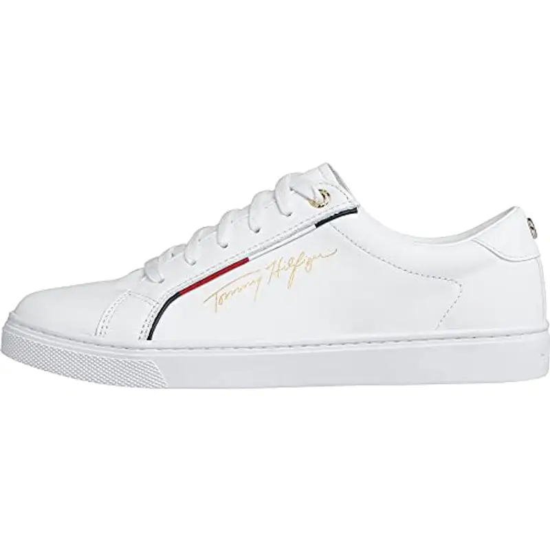 Tommy Hilfiger Donna Sneakers con Suola Preformata Tommy Signature Scarpe, Bianco (White), 36