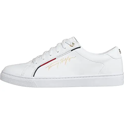 Tommy Hilfiger Donna Sneakers con Suola Preformata Tommy Signature Scarpe, Bianco (White), 40