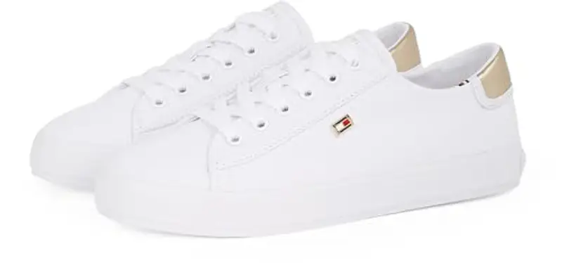 Tommy Hilfiger Donna Sneakers Vulcanizzate Canvas Lace Up Eleganti, Bianco (White), 39 miniatura 3