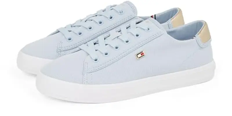 Tommy Hilfiger Donna Sneakers Vulcanizzate Canvas Lace Up Eleganti, Blu (Breezy Blue), 40 miniatura 3