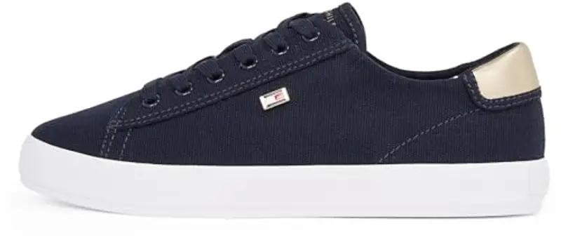 Tommy Hilfiger Donna Sneakers Vulcanizzate Canvas Lace Up Eleganti, Blu (Space Blue), 40