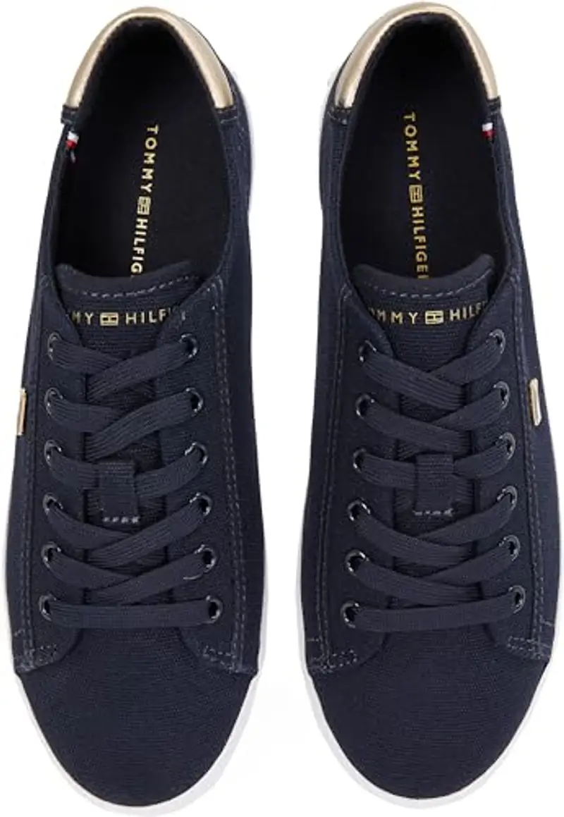 Tommy Hilfiger Donna Sneakers Vulcanizzate Canvas Lace Up Eleganti, Blu (Space Blue), 40 miniatura 3