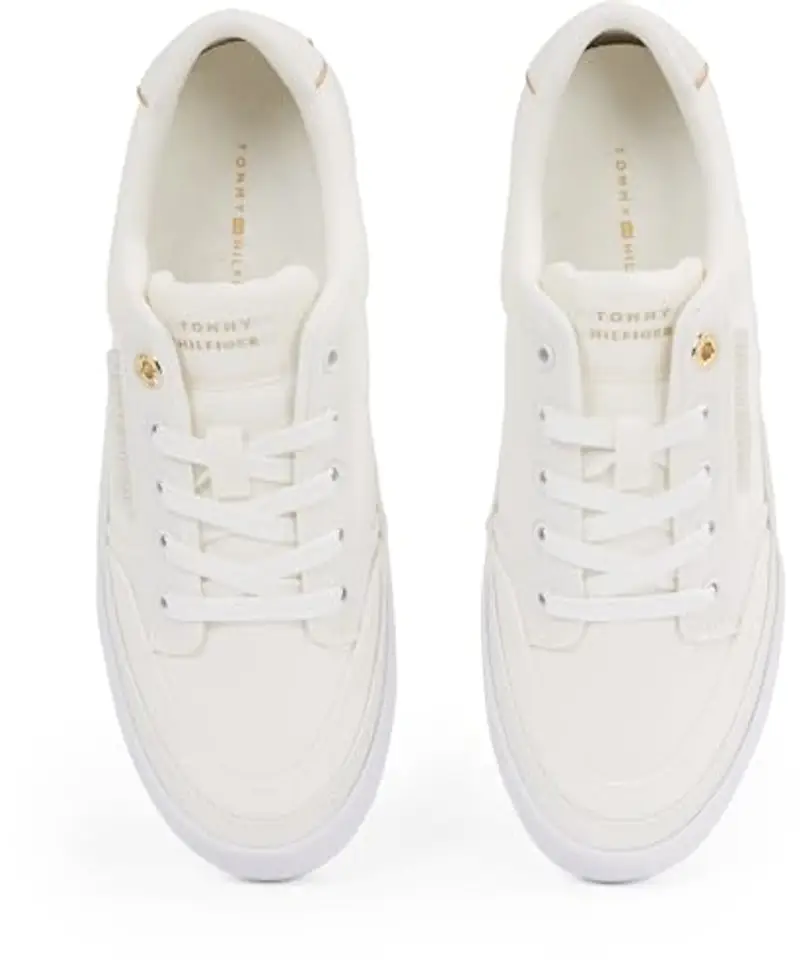 Tommy Hilfiger Donna Sneakers Vulcanizzate Essential Textile Zeppa, Bianco (Ecru), 39 miniatura 3