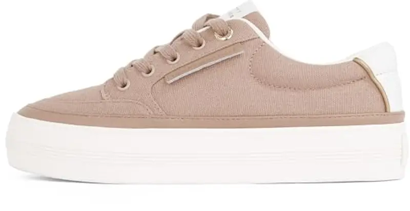 Tommy Hilfiger Donna Sneakers Vulcanizzate Essential Textile Zeppa, Marrone (Claystone), 38