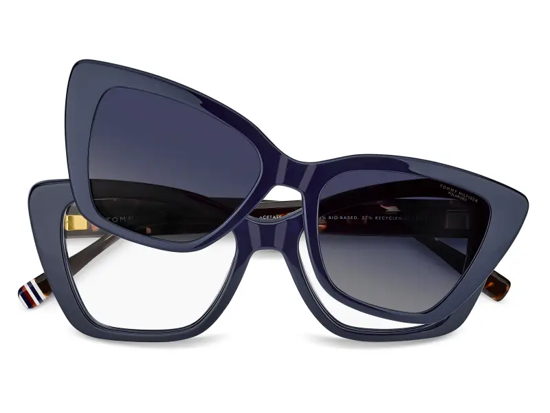 Donna Tommy Hilfiger TH 2347/C PJP/Z7 Montature da vista Acetato Blu Blu Cat Eye Polarizzata Sfumato miniatura 3
