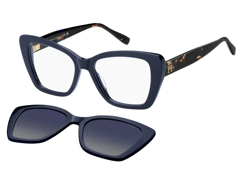 Donna Tommy Hilfiger TH 2347/C PJP/Z7 Montature da vista Acetato Blu Blu Cat Eye Polarizzata Sfumato