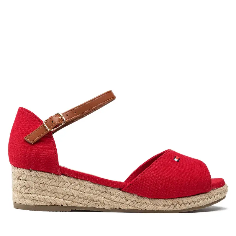 Espadrillas Tommy Hilfiger Rope Wedge Sandal T3A7-32185-0048 S Rosso