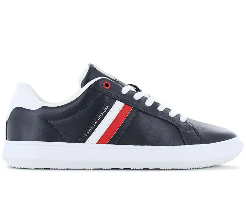 Tommy Hilfiger Essential Leather Cupsole - Scarpe Sneakers da Uomo Pelle Blu Scuro FM0FM04921-DW5 ORIGINALE EU 43 UK 9 blu