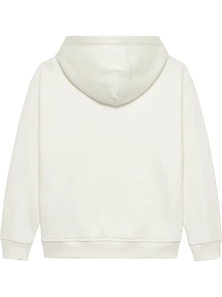 felpa bianca bambino in cotone con cappuccio logo bandiera sul davanti miniatura 2