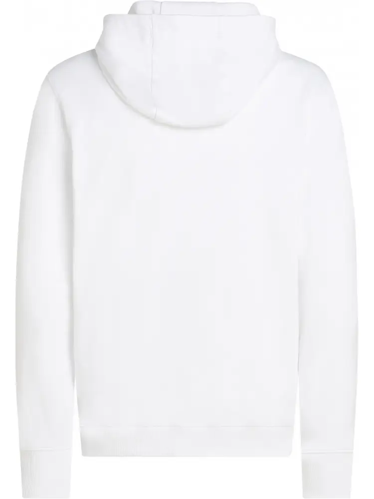 felpa bianca uomo in cotone con cappuccio maxi logo sul davanti miniatura 2