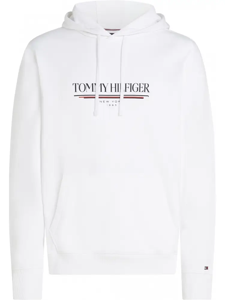 felpa bianca uomo in cotone con cappuccio maxi logo sul davanti