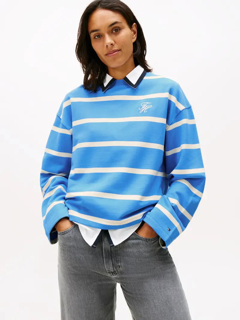 Felpa blu cielo / bianco miniatura 2