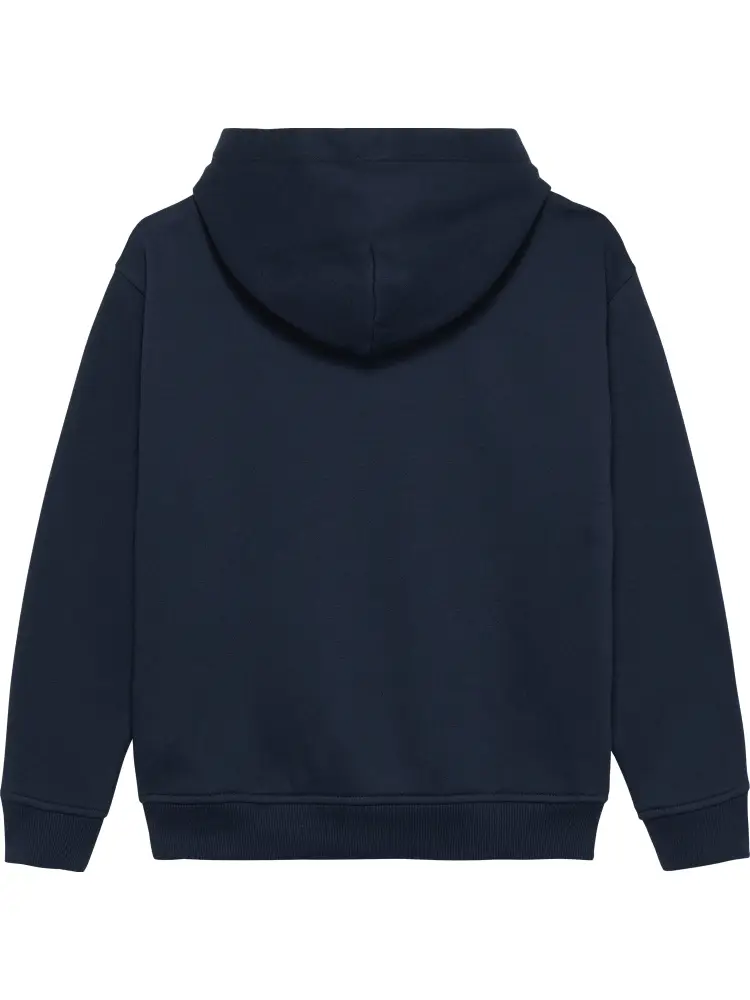 felpa blu navy bambino con cappuccio in cotone logo sul davanti miniatura 2