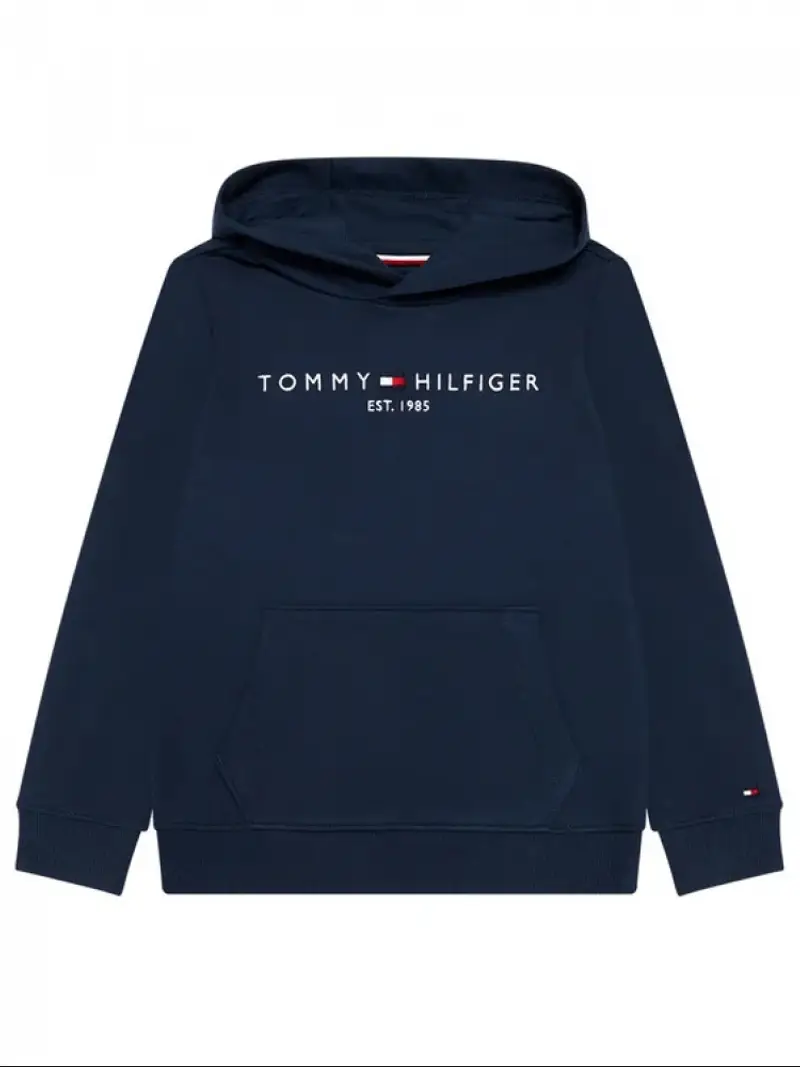Tommy Hilfiger felpa blu navy bambino con cappuccio logo ricamato sul petto