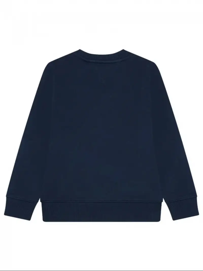 Tommy Hilfiger felpa blu navy bambino in cotone con logo ricamato sul petto miniatura 2
