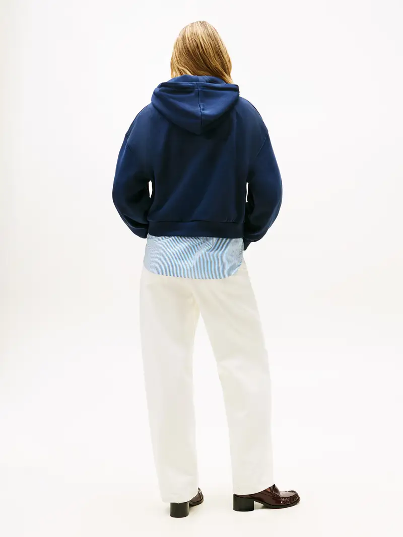 Felpa blu scuro / bianco miniatura 3